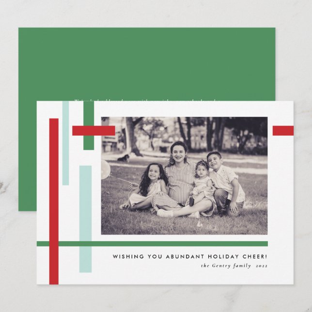 Red Green Blue Colour Strips Modern Christmas Holiday Card (Front/Back)