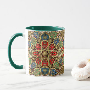 Red Green Blue Faux Gold Arabic Art Pattern Mug