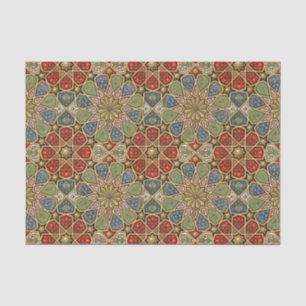 Red Green Blue Faux Gold Arabic Art Pattern Tissue Paper