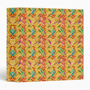 Red Green Blue Purple Abstract Floral Art Deco Binder