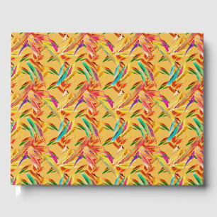 Red Green Blue Purple Abstract Floral Art Deco Guest Book