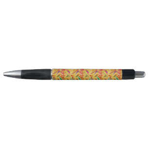Red Green Blue Purple Abstract Floral Art Deco Pen