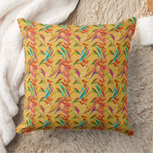 Red Green Blue Purple Abstract Floral Art Deco Throw Pillow