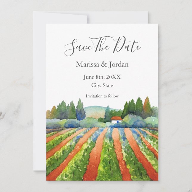 Red Green Blue Vineyard Save The Date (Front)