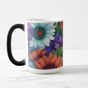 Red Green Blue & White Sunflowers - Magic Mug