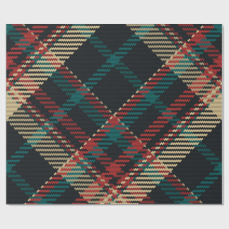 Red Green Blue Yellow Traditional Plaid Wrapping Paper