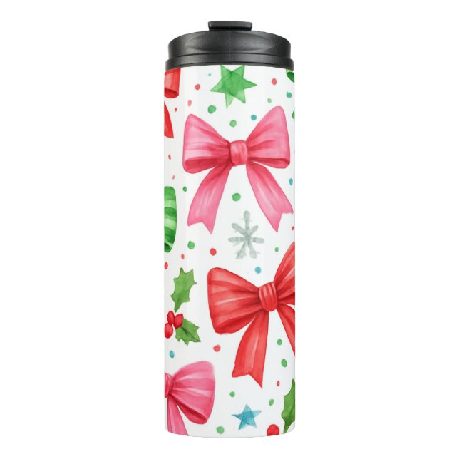 Red & Green Bow Christmas Tumbler – Christmas Gift