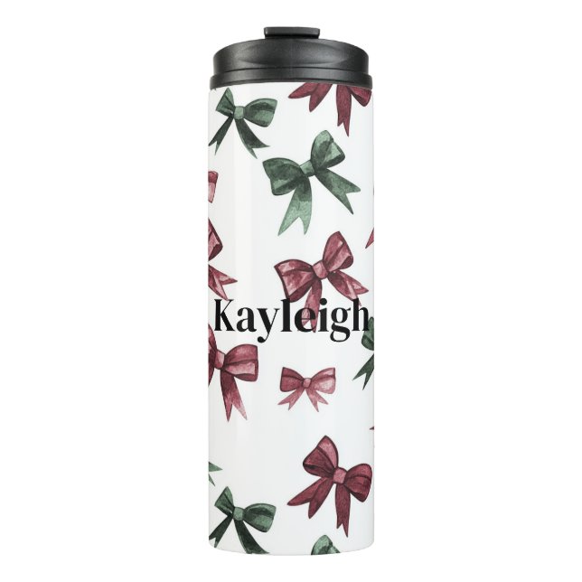 Red Green Bows Christmas Thermal Tumbler (Front)