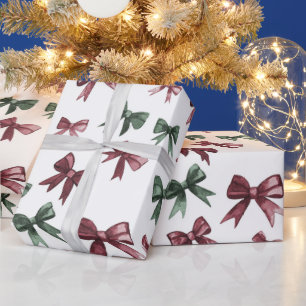 Red Green Bows Christmas Wrapping Paper