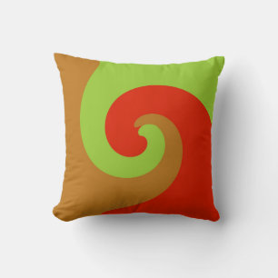Red Green Brown Retro Painting Abstract Art Throw Pillow