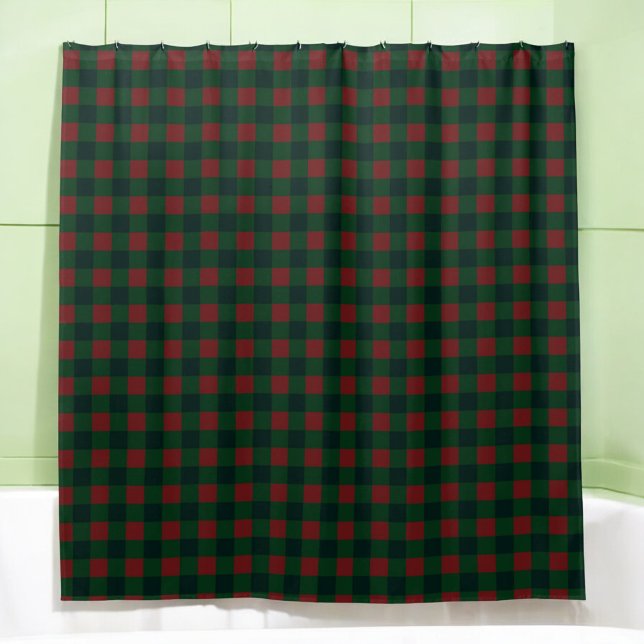 Red Green Buffalo Plaid Douche rideau pour vacance (Créateur téléchargé)