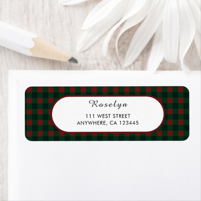 Red Green Buffalo Plaid Holiday Adresse de retour (En situation)