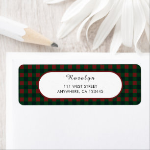 Red Green Buffalo Plaid Holiday Return Address 