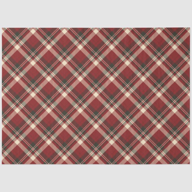 Red Green Buffalo Plaid Pattern Christmas Tissue Paper (Front)