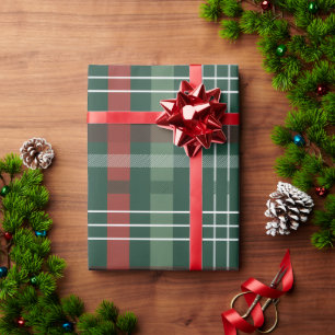 Red & Green Buffalo Plaid Personalized Wrapping Paper