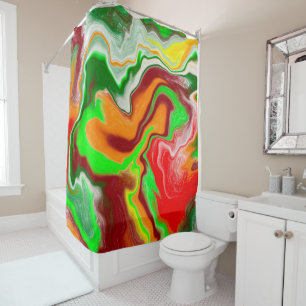 Red, Green, Burgundy Colourful Marble Fluid Art