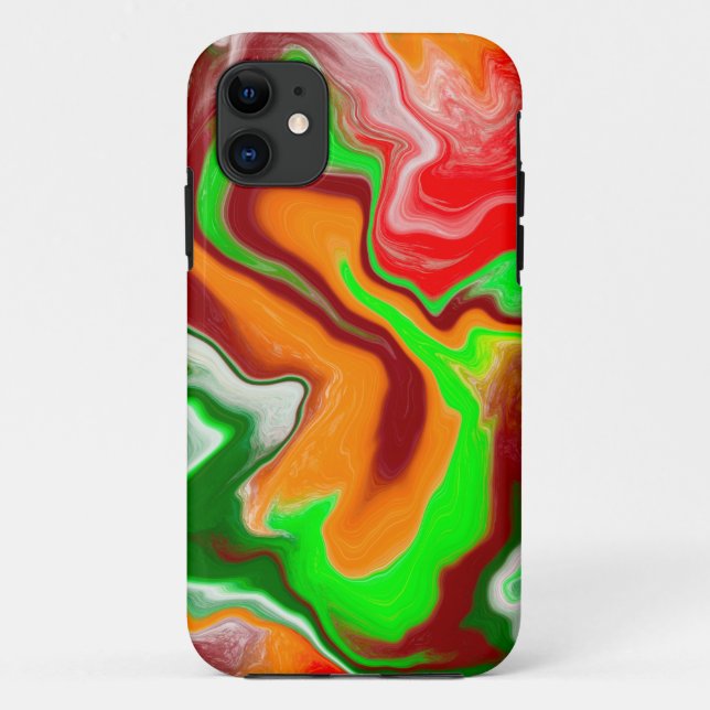 Red, Green, Burgundy Colourful Marble Fluid Art   Case-Mate iPhone Case (Back)