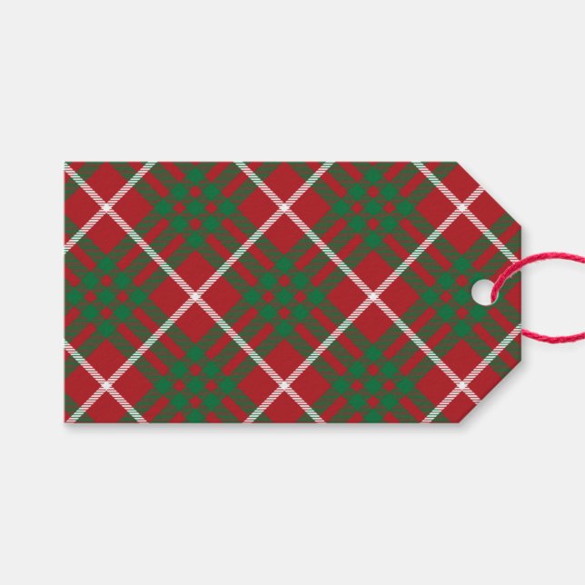 Red & Green Check Gift Tags (Front (Horizontal))