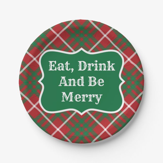 Red & Green Check Paper Plate (Front)