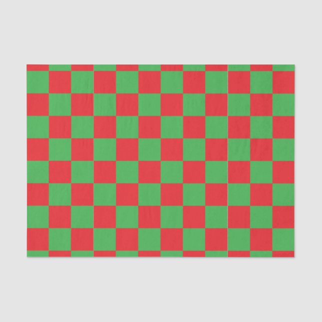 Red Green Chequered Check Design  Tissue Paper (Front)
