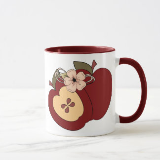 Red Green Chequered Country Apples Ringer Mug