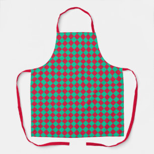 Red Green Chequered Diamond Pattern Apron