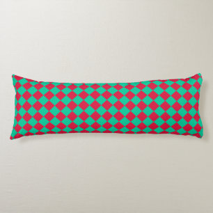 Red Green Chequered Diamond Pattern Body Pillow