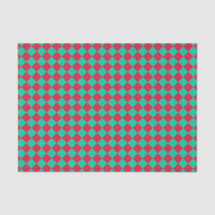 Red Green Chequered Diamond Pattern Tissue Paper
