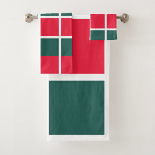 Red Green Chequered Pattern  Bath Towel Set