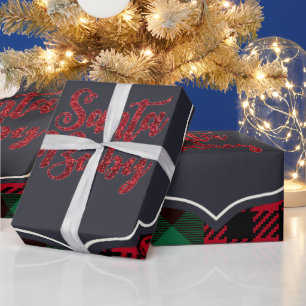 'Red/Green Chequered Santa Baby Wrapping Paper