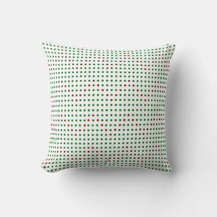 Red Green Chevron Dots on White Christmas Pillows