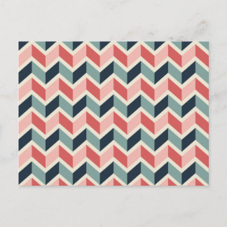 Red Green Chevron Pattern Geometric Designs Colour Postcard