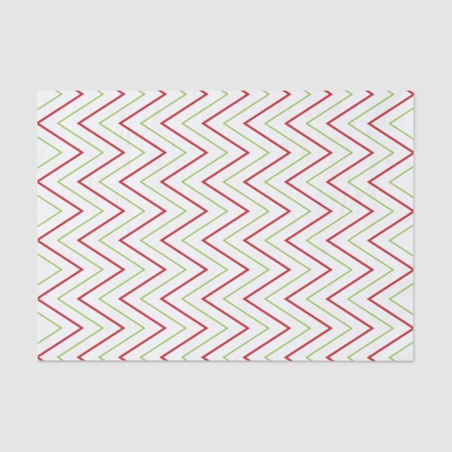 Red & Green Christmas Chevron Pattern Tissue Paper (Front)