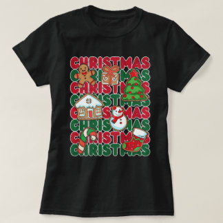 Red Green Christmas Detailed Graphics T-Shirt