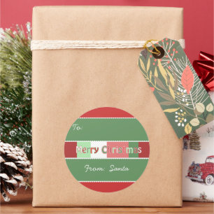 Red Green Christmas Holiday From Santa Classic Round Sticker