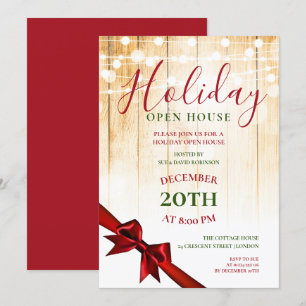 Red & Green Christmas Holiday Open House Party Invitation