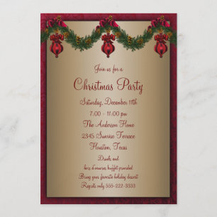 Red Green Christmas Holiday Party Invitation