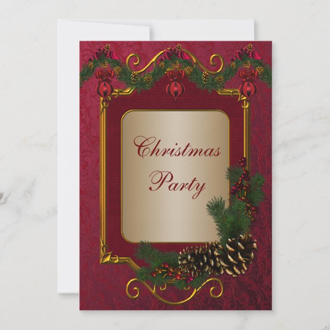 Red Green Christmas Holiday Party Invitation (Front)