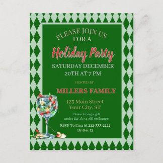 Red & Green Christmas Holiday Party Postcard