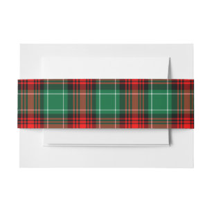 Red Green Christmas Holiday Plaid Pattern Band Invitation Belly Band