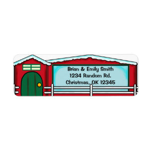 Red green Christmas house customizable labels
