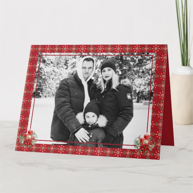 Red Green Christmas One Photo Snowflake Merci (Devant)