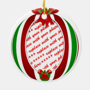 Red & Green Christmas Ornament Photo Frame