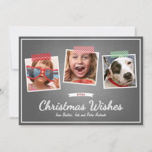 Red Green Christmas Photo Washi Tape Chalk Holiday Card