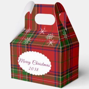 Red & Green Christmas Plaid Lace Snowflakes Favor Box