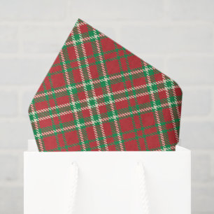 Red green Christmas plaid pattern tissue paper