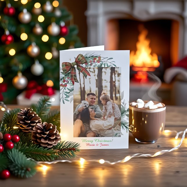 Red Green Christmas Plaid  Photo Holiday Card (Creator Uploaded)