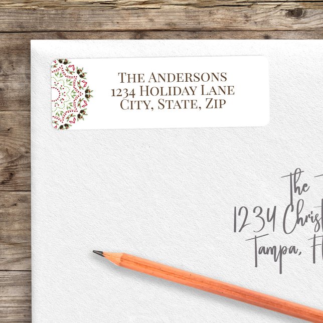 Red Green Christmas Return Adresse personnalisée (Simple contemporary return address labels. )