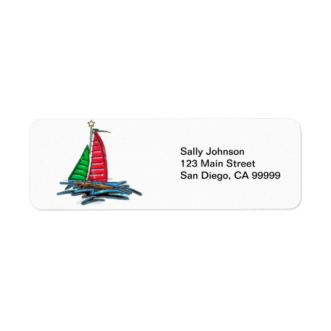 Red & Green Christmas Sailboat (Front)