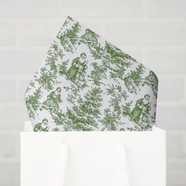Red & Green Christmas Santa Toile Tissue Paper (Gift Bag)
